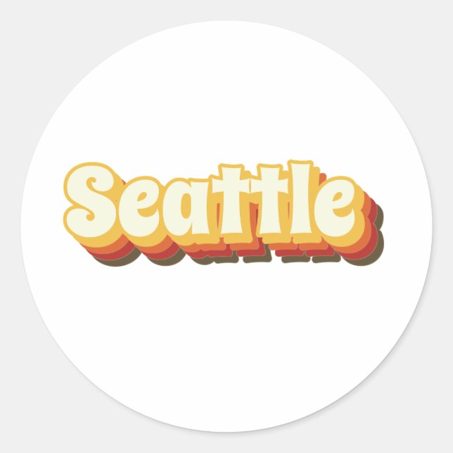 Seattle Retro Vintage Text Classic Round Sticker (Front)