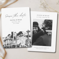 Seattle Save the Date Skyline Downtown Wedding