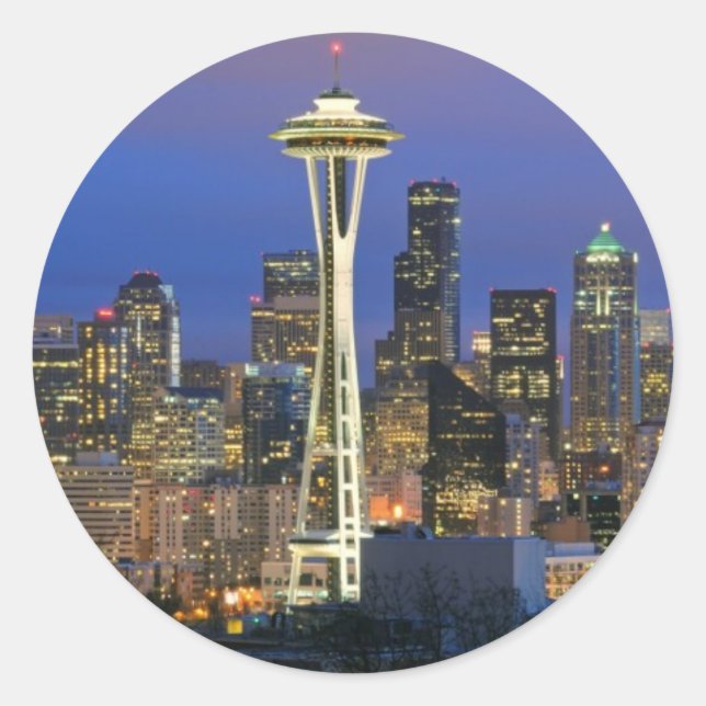 Seattle seen from Kerry Park in Queen Anne Classic Round Sticker (Front)