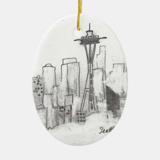 Seattle Sketch Ceramic Ornament