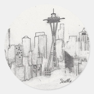 Seattle Sketch Classic Round Sticker