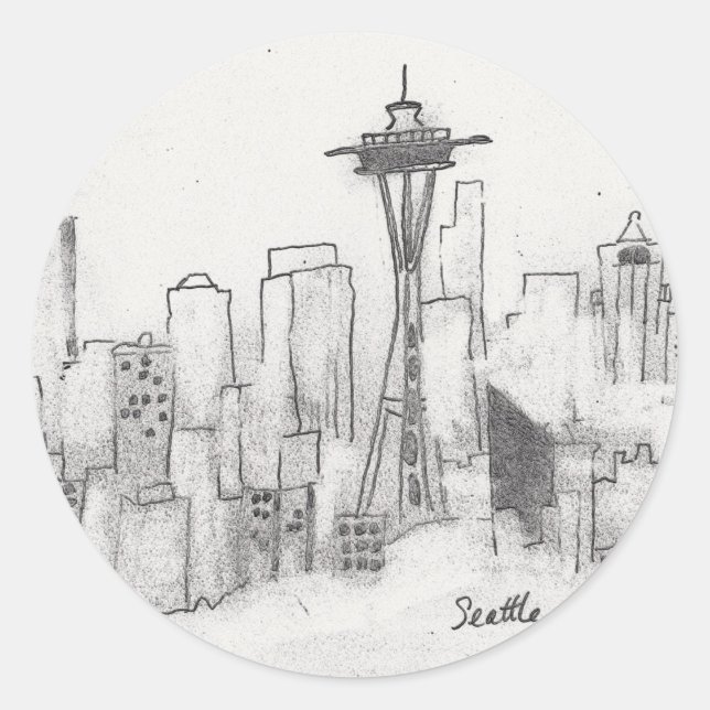 Seattle Sketch Classic Round Sticker (Front)