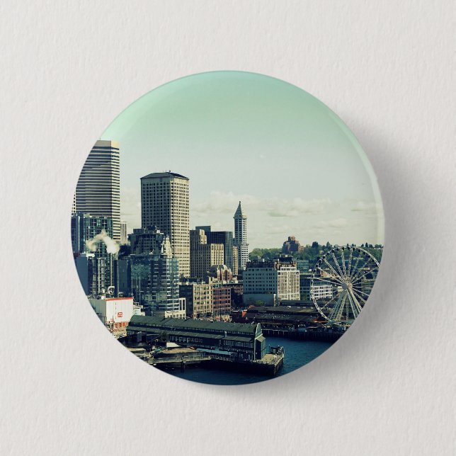 Seattle Skyline 2 Inch Round Button (Front)