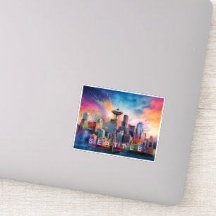 Seattle Skyline Abstract Art 