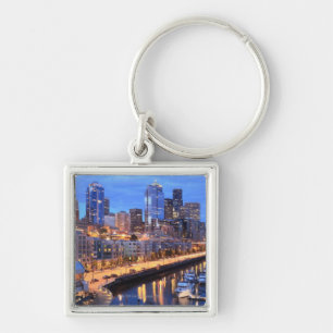 Seattle skyline and harbour, Washington State Keychain