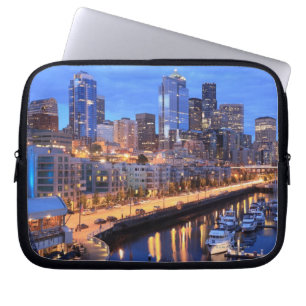 Seattle skyline and harbour, Washington State Laptop Sleeve