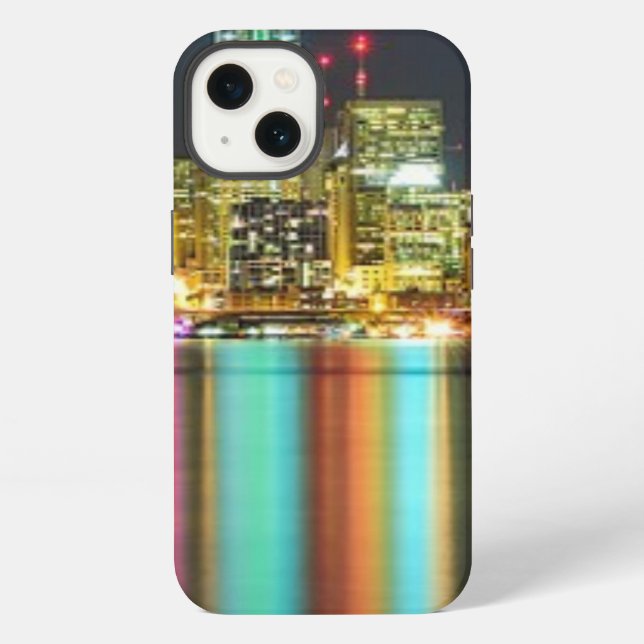 Seattle skyline at night with reflection iPhone case (Back)
