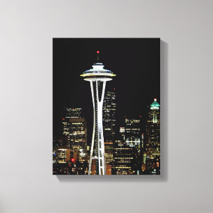 Seattle skyline at night, with Space Needle. Canvas Print