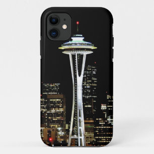 Seattle skyline at night, with Space Needle. iPhone 11 Case