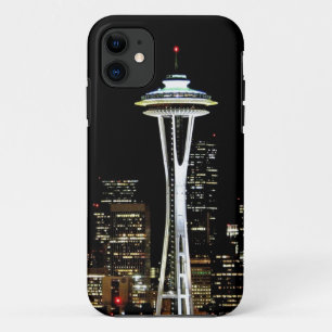 Seattle skyline at night, with Space Needle. iPhone 11 Case