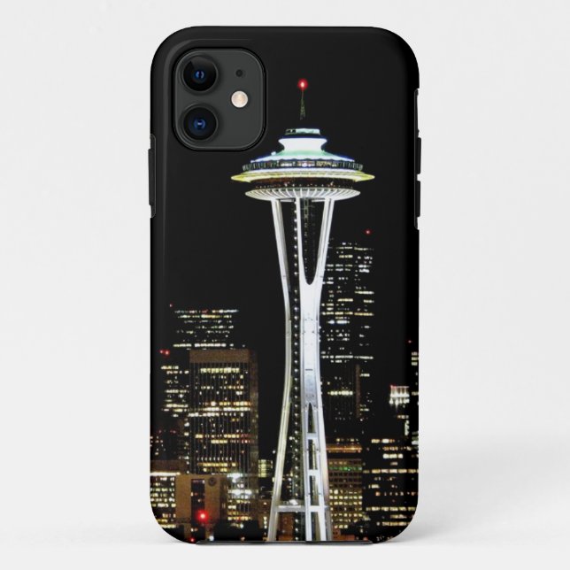 Seattle skyline at night, with Space Needle. Case-Mate iPhone Case (Back)