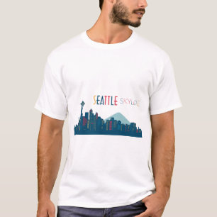 Seattle Skyline Blue T-Shirt