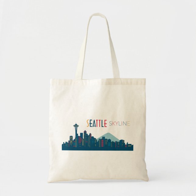 Seattle Skyline Blue Tote Bag (Front)