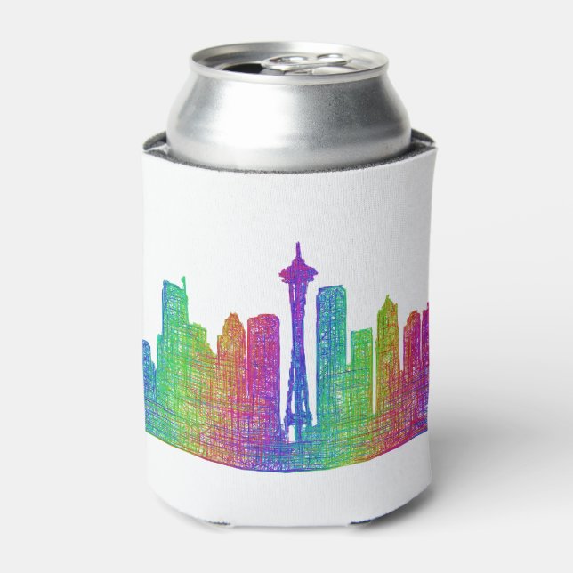 Seattle skyline can cooler (Can Front)