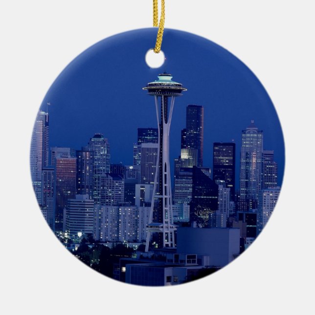 Seattle skyline ceramic ornament (Front)