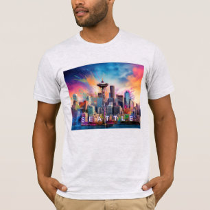 Seattle Skyline Graffiti Art  T-Shirt