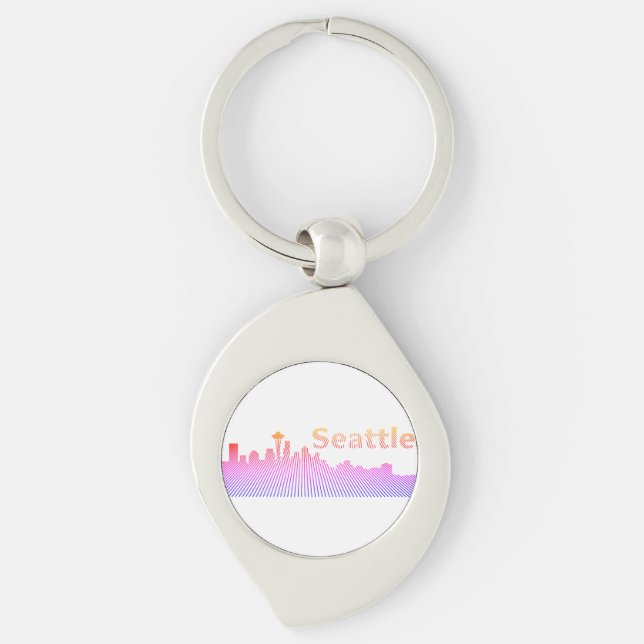 Seattle skyline graphic keychain (Front)