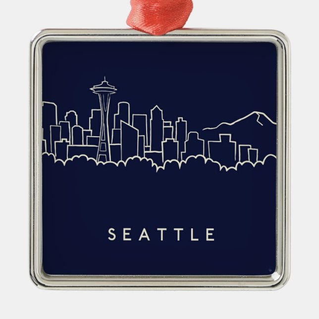 Seattle Skyline Metal Ornament (Front)