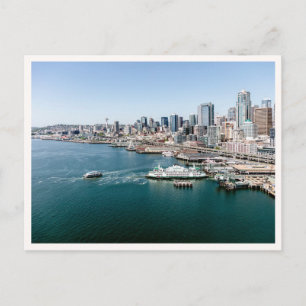 Seattle Skyline Photo Aerial View Downtown  Postcard