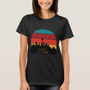 Seattle Skyline Retro Travel T-Shirt