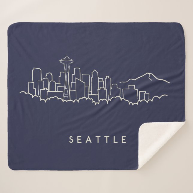 Seattle Skyline Sherpa Blanket (Front (Horizontal))