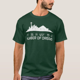 Seattle Skyline Silhouette GPS Coordinates City T-Shirt