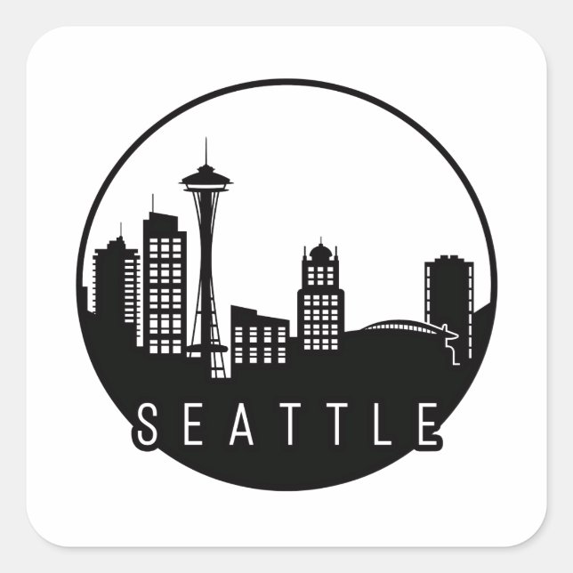 Seattle Skyline Square Sticker (Front)