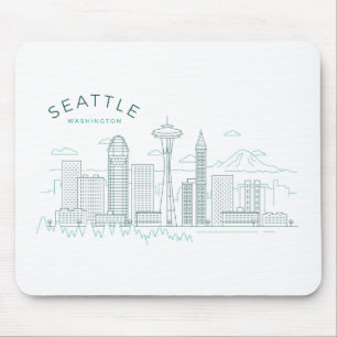 Seattle Skyline Stroke Mouse Pad