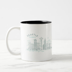 Seattle Skyline Stroke Two-Tone Coffee Mug