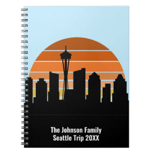 Seattle Skyline Sunset Custom Family Trip Notebook