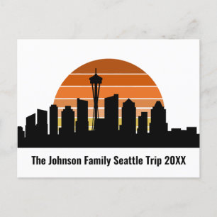 Seattle Skyline Sunset Custom Family Trip Postcard
