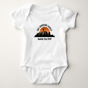 Seattle Skyline Sunset Custom Vacation Baby Bodysuit