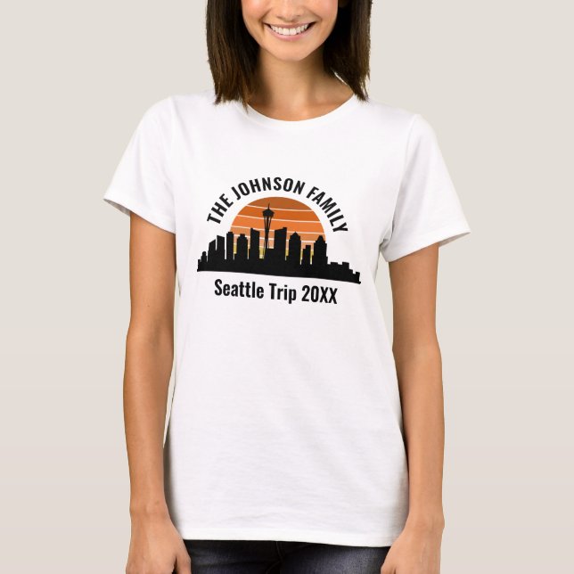 Seattle Skyline Sunset Custom Vacation Women's T-Shirt (Front)
