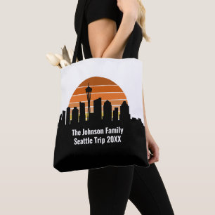 Seattle Skyline Sunset Trip Keepsake Personalized Tote Bag