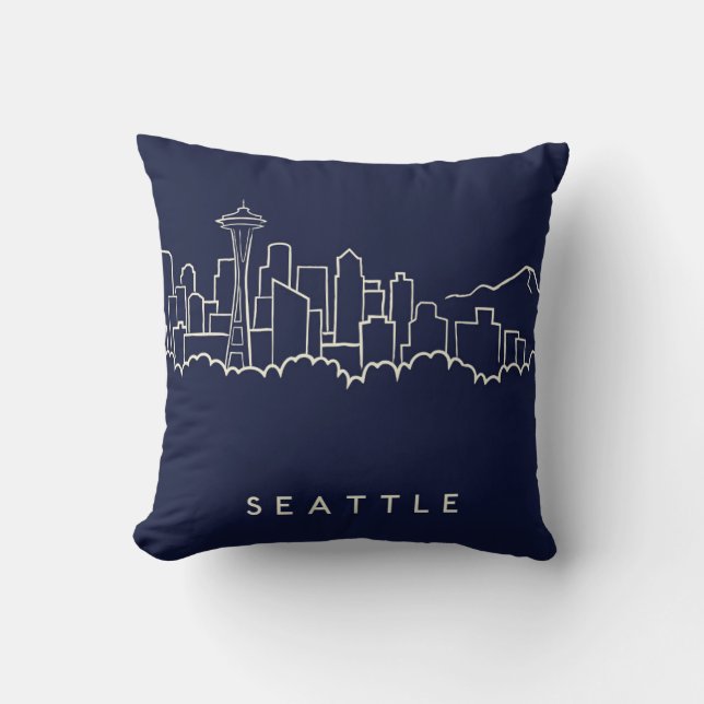 Seattle Skyline Throw Pillow (Front)