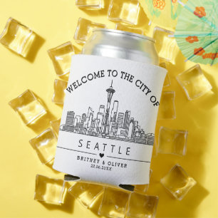 Seattle Skyline Tote Bag –Custom Wedding City Gift Can Cooler