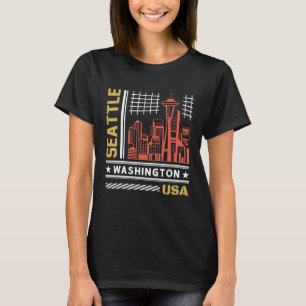 Seattle Skyline Vintage Seattle Washington T-Shirt