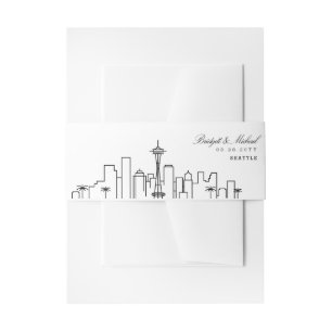 Seattle Skyline Wedding Invitation Belly Band