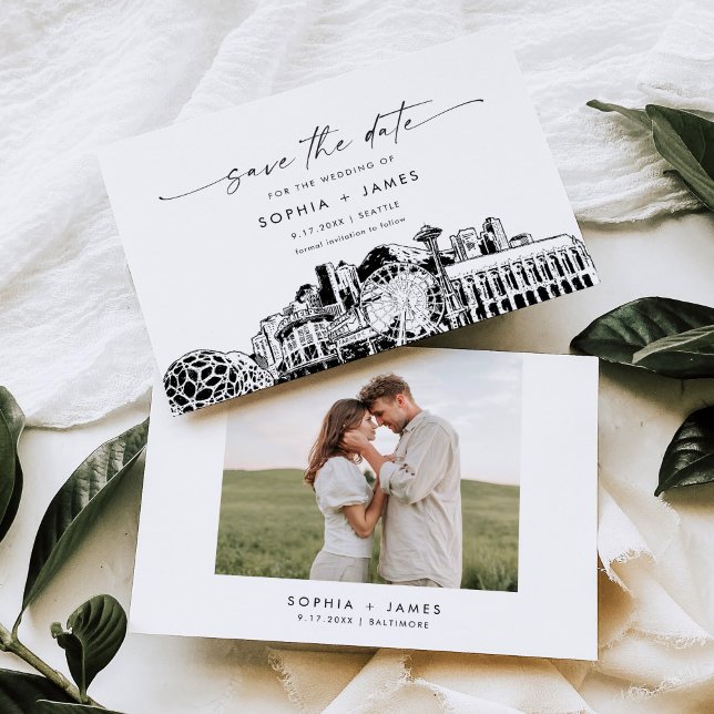 Seattle Skyline Wedding Save the Date Card (Creator Uploaded)