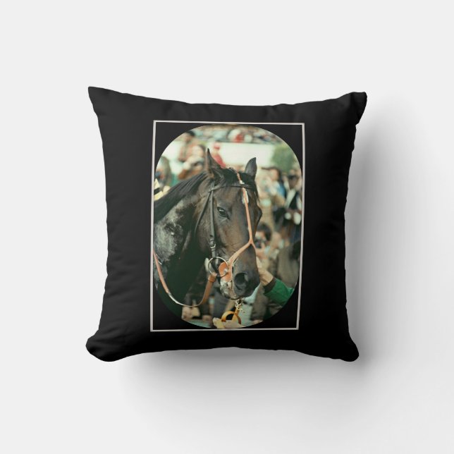 Seattle Slew Thoroughbred 1978 Throw Pillow (Front)
