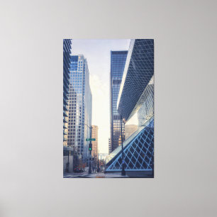 Seattle Street View with Modern Architecture Canvas Print