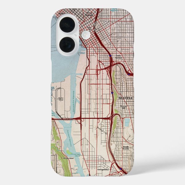 Seattle Topographic City Map Case-Mate iPhone Case (Back)
