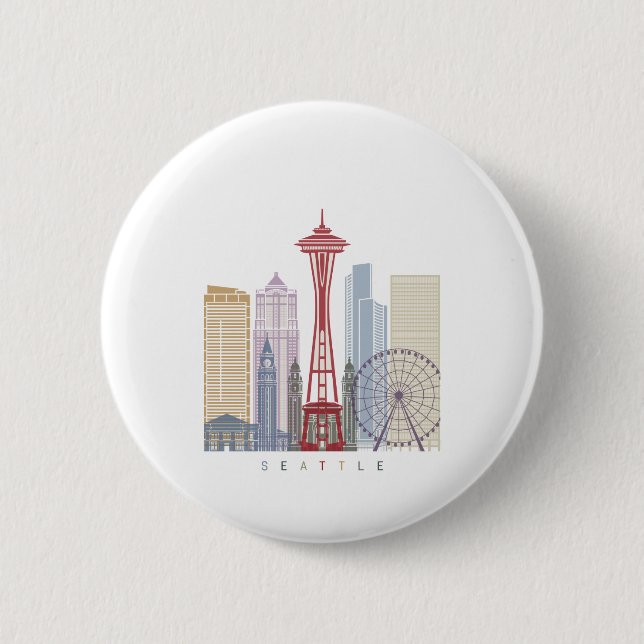 Seattle Vintage Poster 2 Inch Round Button (Front)