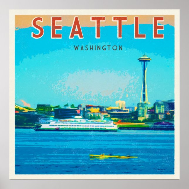 Seattle Vintage Travel Retro Photographic Poster (Front)