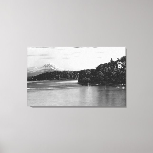 Seattle, WA Lake Washington View and Rainier Canvas Print (Front)
