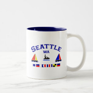 Seattle WA Signal Flags Two-Tone Coffee Mug