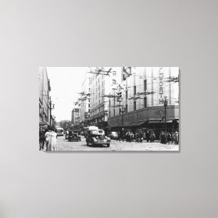 Seattle, WA Street Scene Downtown Photograph Canvas Print
