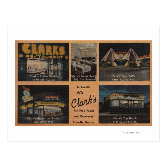 Seattle, WAAD for Clark's Restaurants Postcard