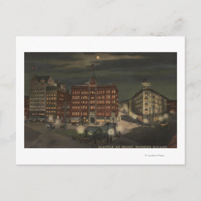 Seattle, WAPioneer Square at Night Postcard (Front)