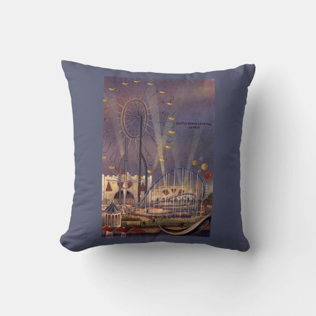 Seattle, Washington1962 World's Fair Poster Throw Pillow (Front)